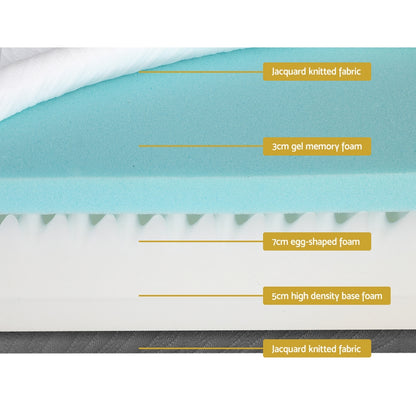 Giselle Bedding Memory Foam Mattress Bed Cool Gel Non Spring Comfort Single 15cm-Furniture &gt; Mattresses-PEROZ Accessories