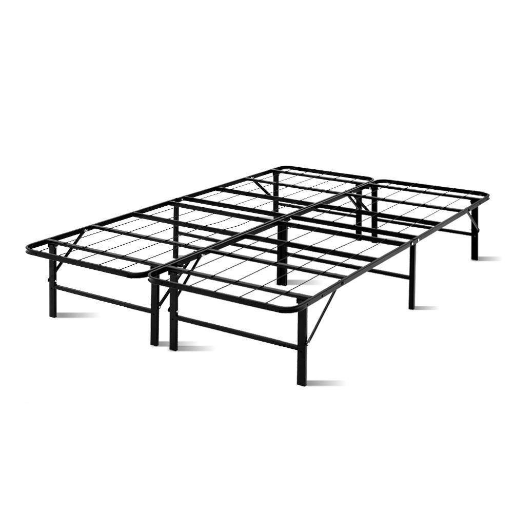 Artiss Folding Double Metal Bed Frame - Black-Furniture &gt; Bedroom - Peroz Australia - Image - 1