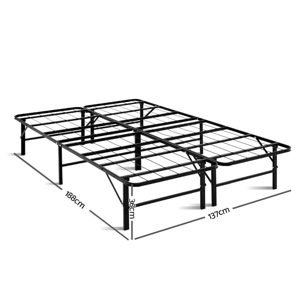 Artiss Folding Double Metal Bed Frame - Black-Furniture &gt; Bedroom - Peroz Australia - Image - 2
