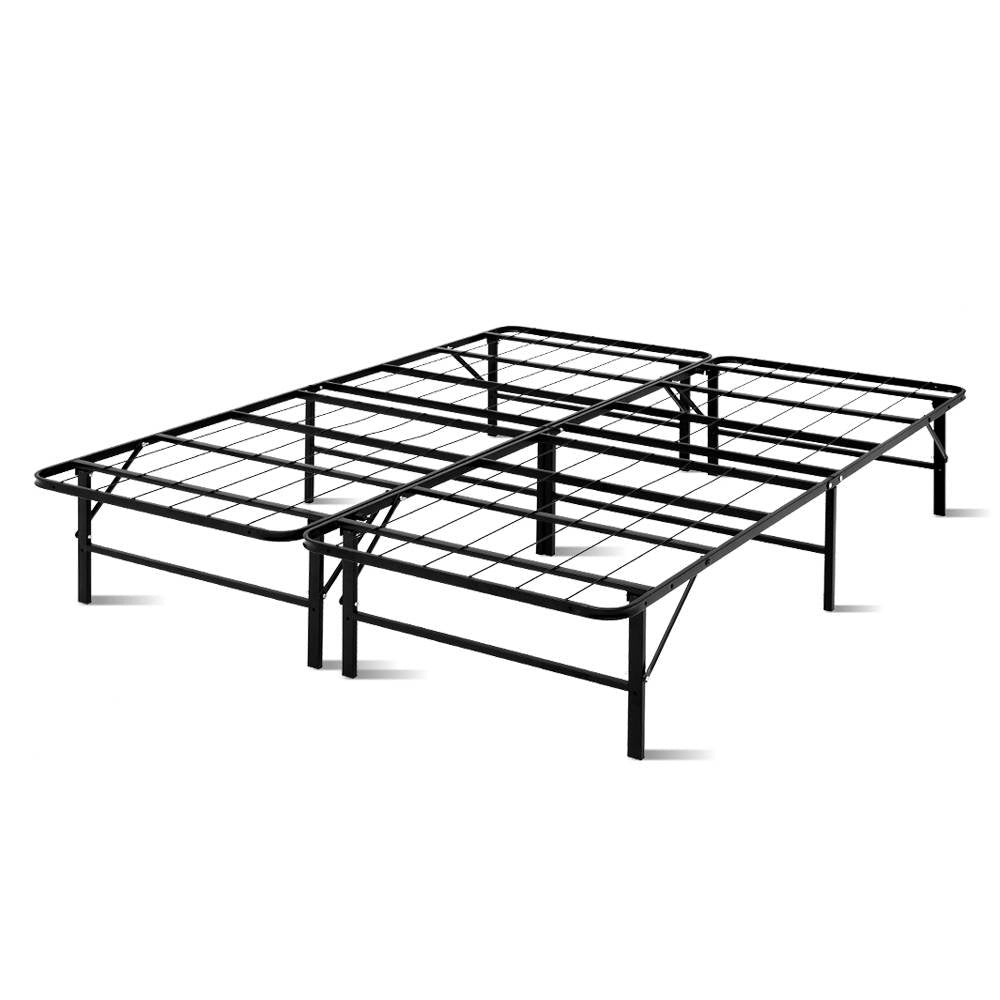 Artiss Folding Queen Metal Bed Frame - Black-Furniture &gt; Bedroom - Peroz Australia - Image - 1
