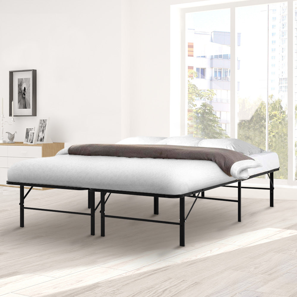 Artiss Folding Queen Metal Bed Frame - Black-Furniture &gt; Bedroom - Peroz Australia - Image - 7