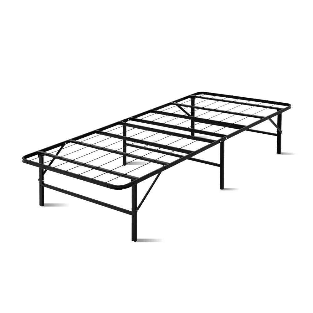 Artiss Folding Bed Frame Single Metal Bed Base Portable Black-Furniture &gt; Bedroom - Peroz Australia - Image - 1