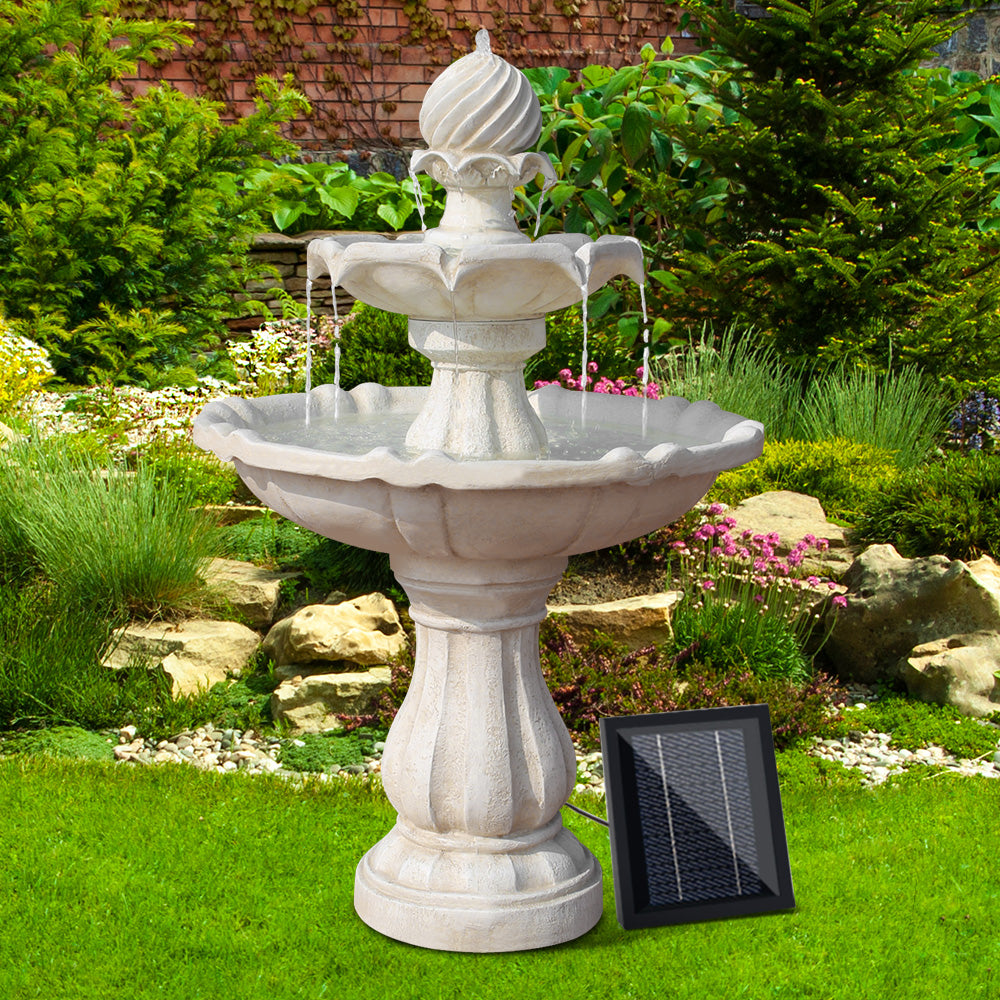 Gardeon 3 Tier Solar Powered Water Fountain - Ivory-Home &amp; Garden &gt; Fountains-PEROZ Accessories