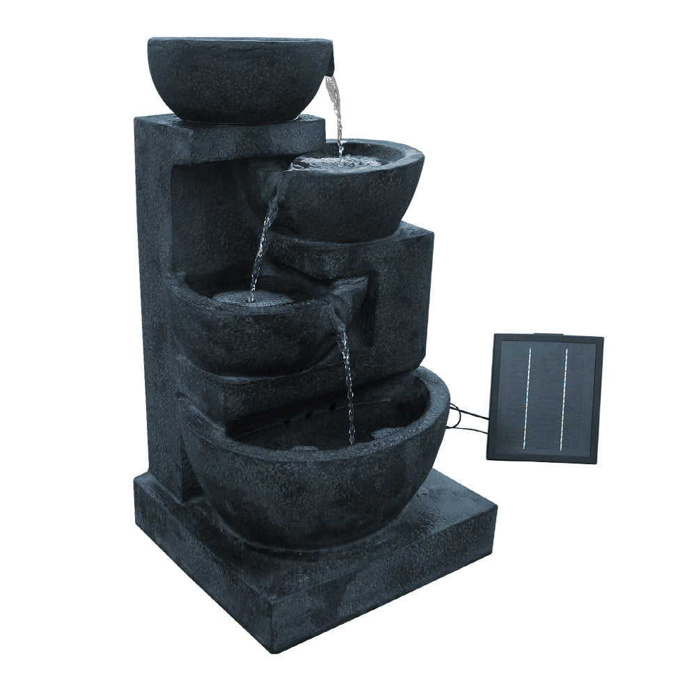 Gardeon 4 Tier Solar Powered Water Fountain with Light - Blue-Home &amp; Garden &gt; Fountains-PEROZ Accessories