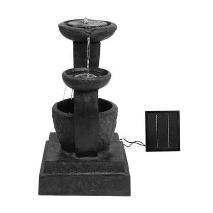 Gardeon 3 Tier Solar Powered Water Fountain with Light - Blue-Home &amp; Garden &gt; Fountains-PEROZ Accessories