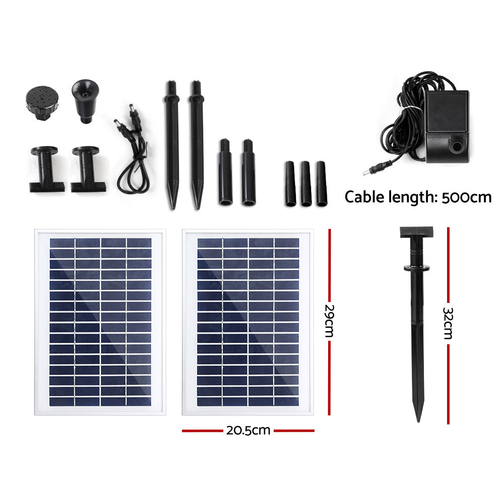 Gardeon Solar Pond Pump with 2 Panels 7.2FT-Home &amp; Garden &gt; Fountains-PEROZ Accessories