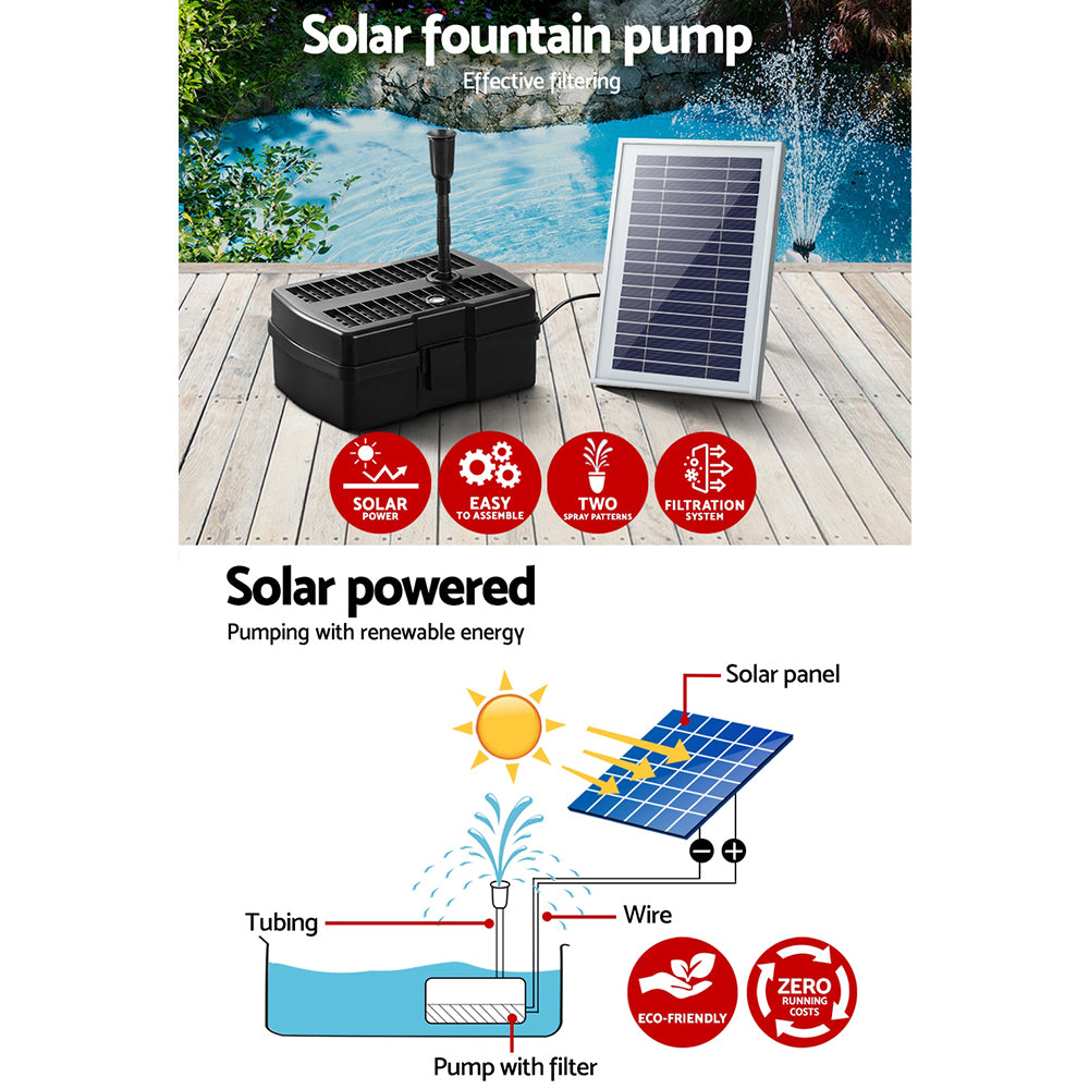 Gardeon Solar Pond Pump with Filter Box 4.6FT-Home &amp; Garden &gt; Garden Tools-PEROZ Accessories