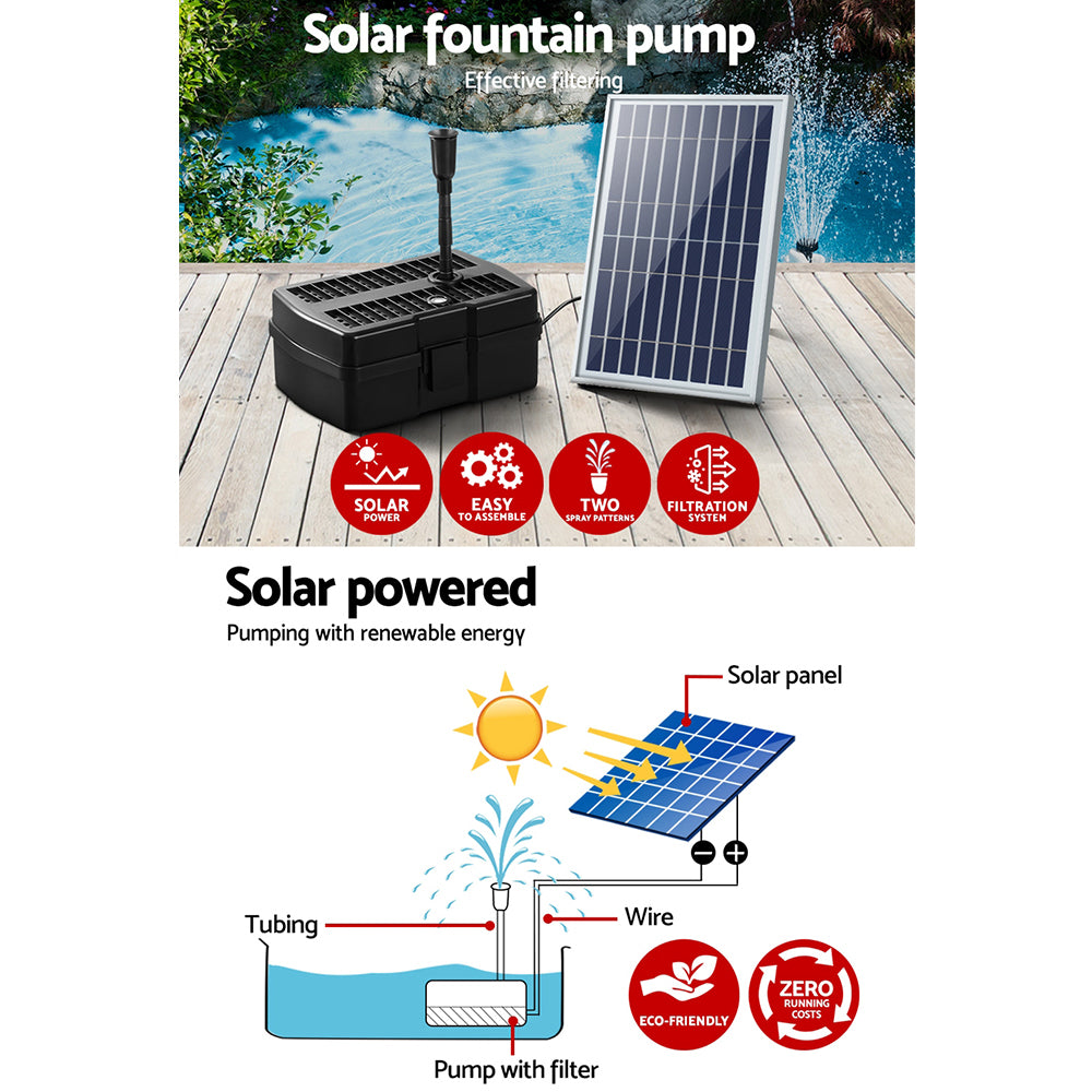Gardeon Solar Pond Pump with Filter Box 5FT-Home &amp; Garden &gt; Fountains-PEROZ Accessories