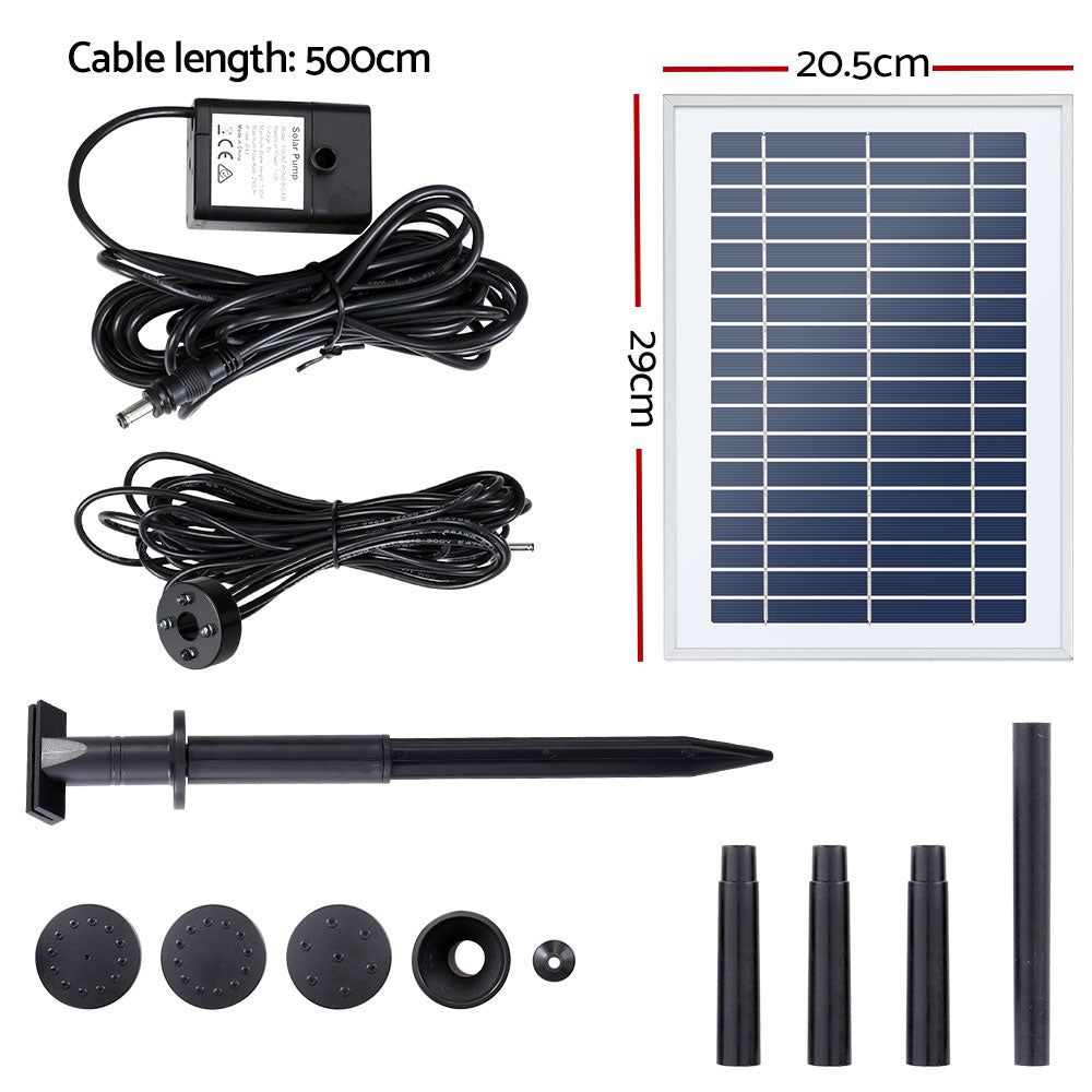 Gardeon Solar Pond Pump with Battery LED Lights 4.4FT-Home &amp; Garden &gt; Fountains-PEROZ Accessories