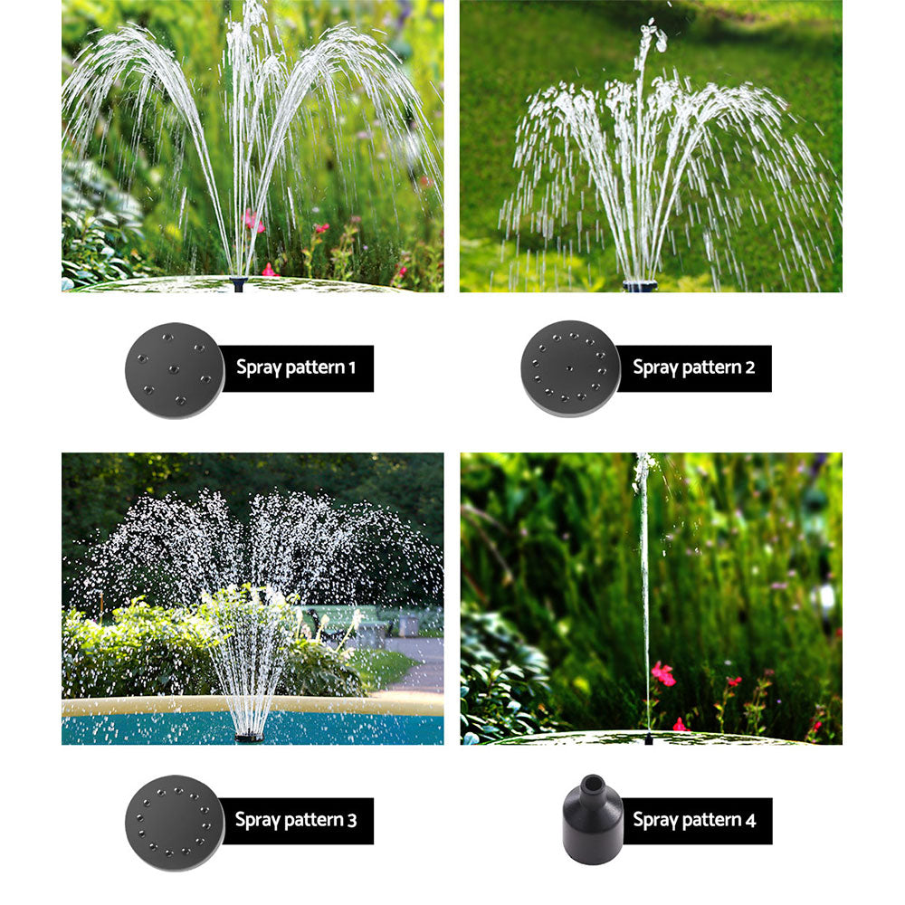 Gardeon Solar Pond Pump with Battery LED Lights 4.4FT-Home &amp; Garden &gt; Fountains-PEROZ Accessories