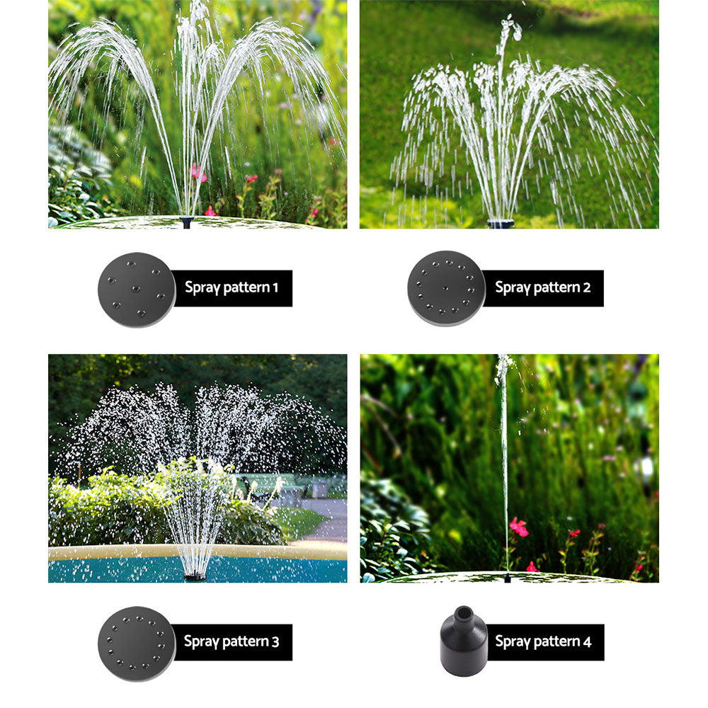 Gardeon Solar Pond Pump with Battery Kit LED Lights 5.2FT-Home &amp; Garden &gt; Fountains-PEROZ Accessories