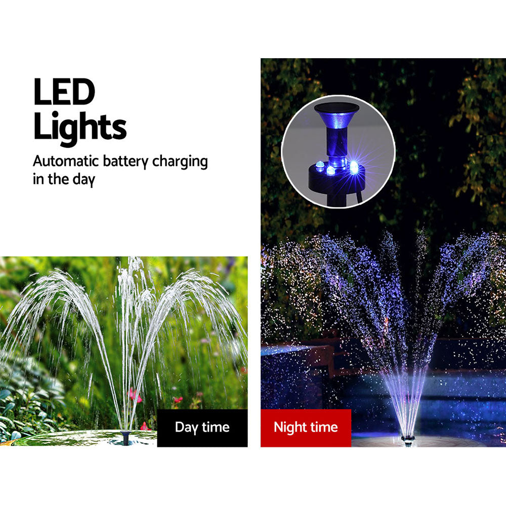 Gardeon Solar Pond Pump with Battery Kit LED Lights 5.2FT-Home &amp; Garden &gt; Fountains-PEROZ Accessories