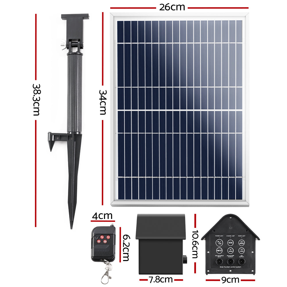 Gardeon Solar Pond Pump with Battery Kit LED Lights 8.8 FT-Home &amp; Garden &gt; Garden Tools-PEROZ Accessories