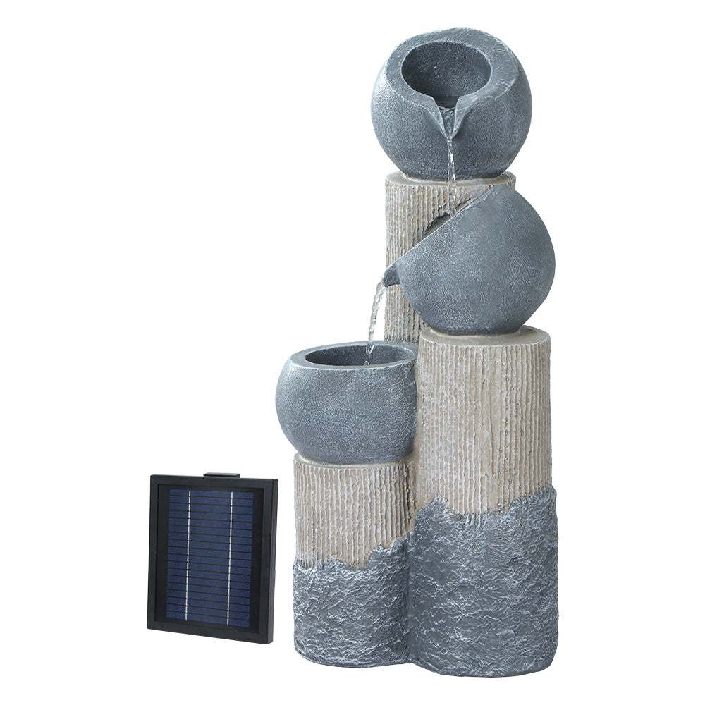 Gardeon Solar Water Fountain Features Outdoor 3 Tiered LED Lights Bird Bath-Home &amp; Garden &gt; Fountains-PEROZ Accessories