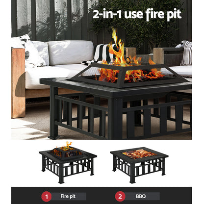 Fire Pit BBQ Table Grill Outdoor Garden Wood Burning Fireplace Stove-Home &amp; Garden &gt; Firepits-PEROZ Accessories