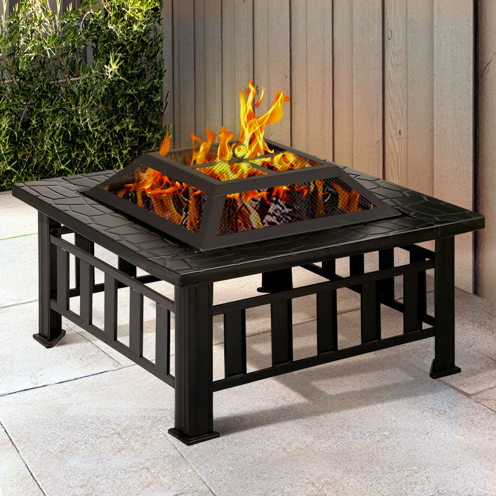 Fire Pit BBQ Table Grill Outdoor Garden Wood Burning Fireplace Stove-Home &amp; Garden &gt; Firepits-PEROZ Accessories