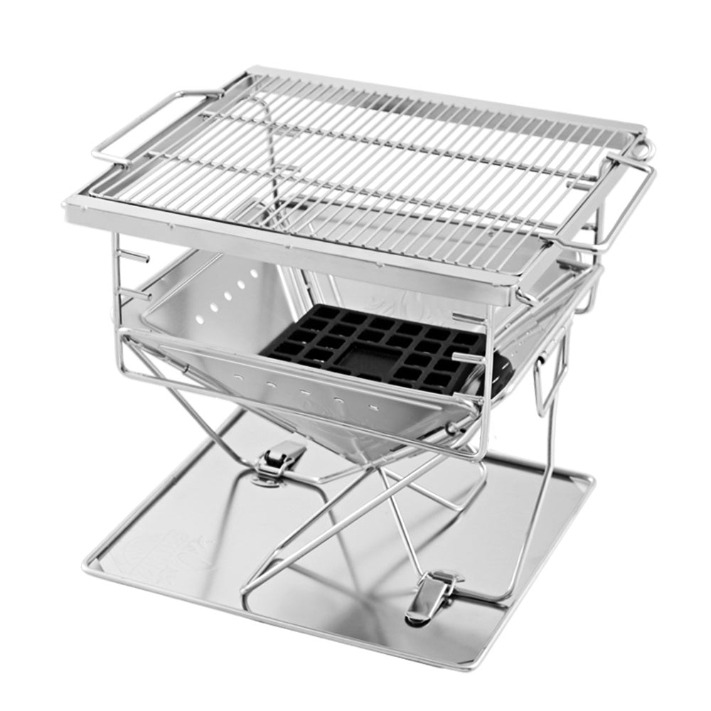 Grillz Camping Fire Pit BBQ Portable Folding Stainless Steel Stove Outdoor Pits-Home &amp; Garden &gt; BBQ-PEROZ Accessories