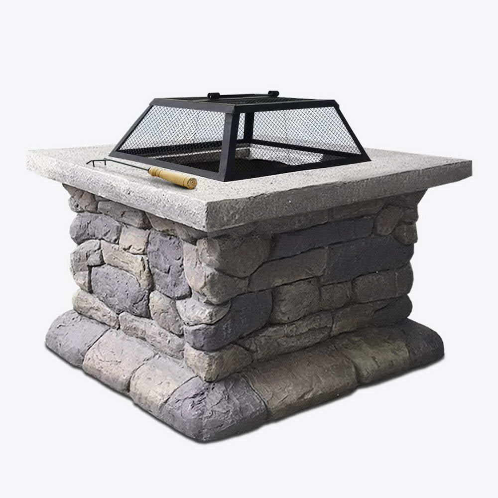 Grillz Fire Pit Outdoor Table Charcoal Garden Fireplace Backyard Firepit Heater-Home &amp; Garden &gt; Firepits-PEROZ Accessories