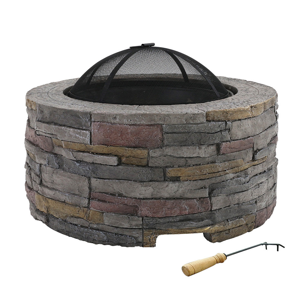 Grillz Fire Pit Outdoor Table Charcoal Fireplace Garden Firepit Heater-Home &amp; Garden &gt; Firepits-PEROZ Accessories