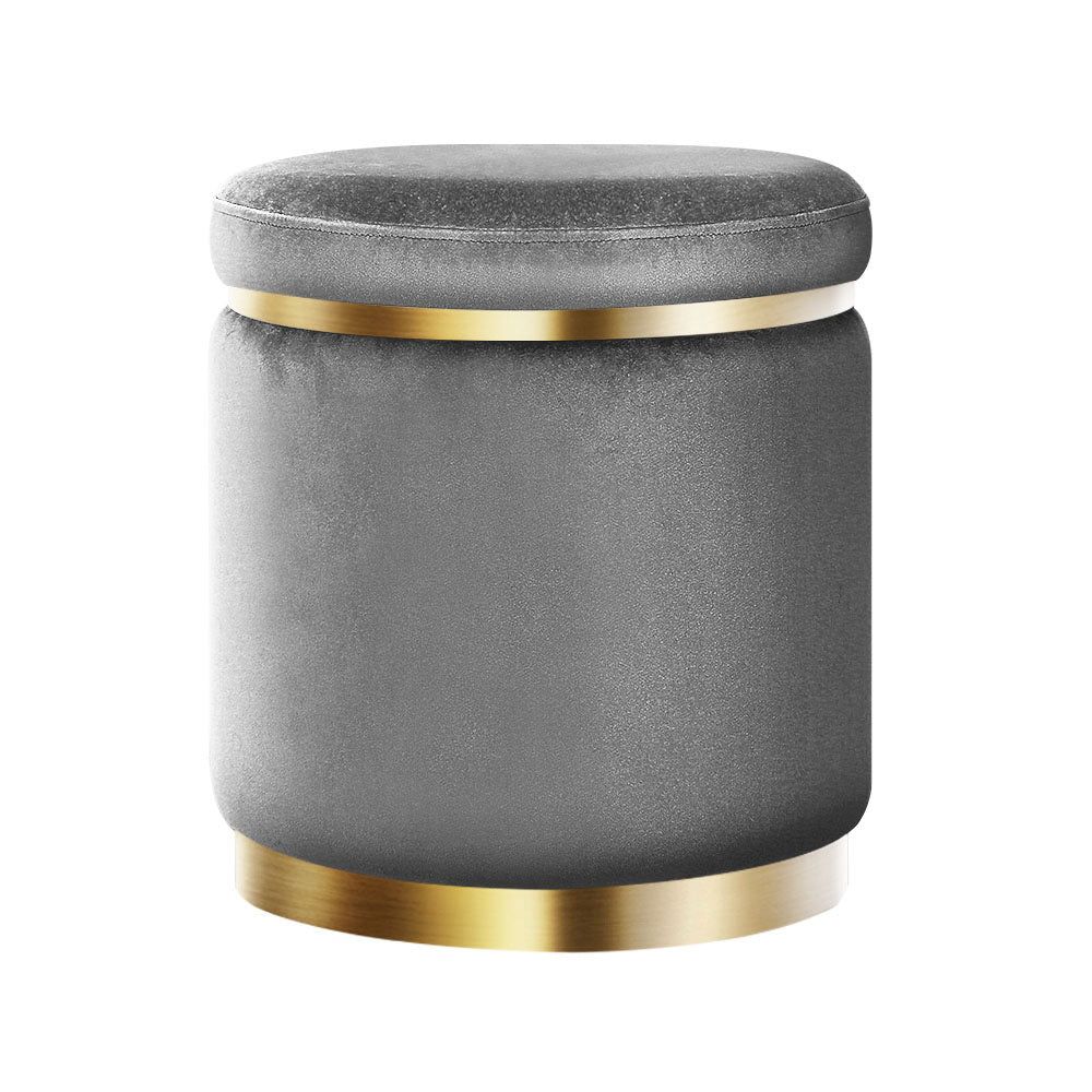 Artiss Round Velvet Ottoman Foot Stool Foot Rest Pouffe Padded Seat Footstool-Furniture &gt; Living Room - Peroz Australia - Image - 2