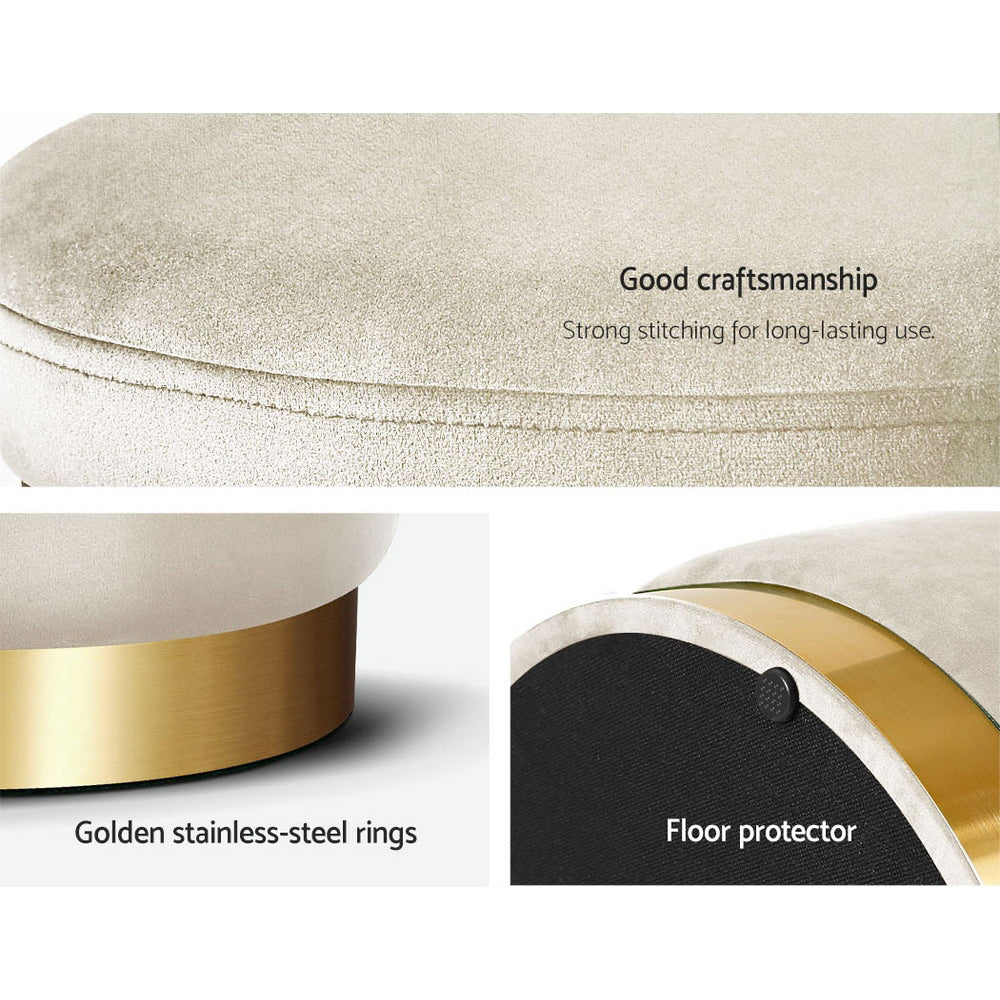 Artiss Round Velvet Foot Stool Ottoman Foot Rest Pouffe Padded Seat Footstool-Furniture &gt; Living Room - Peroz Australia - Image - 6