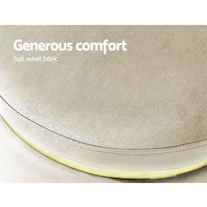 Artiss Round Velvet Foot Stool Ottoman Foot Rest Pouffe Padded Seat Footstool-Furniture &gt; Living Room - Peroz Australia - Image - 7