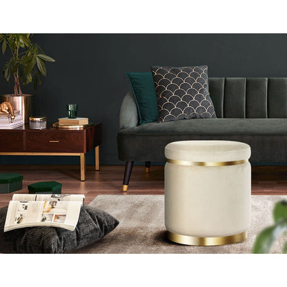 Artiss Round Velvet Foot Stool Ottoman Foot Rest Pouffe Padded Seat Footstool-Furniture &gt; Living Room - Peroz Australia - Image - 8