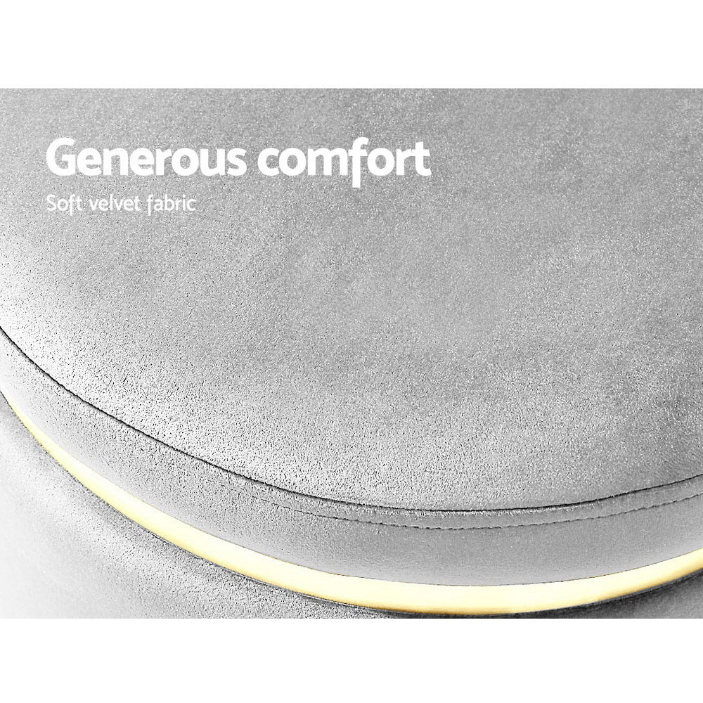 Artiss Round Velvet Ottoman Foot Stool Foot Rest Pouffe Pouf Padded Seat Grey-Furniture &gt; Living Room - Peroz Australia - Image - 8