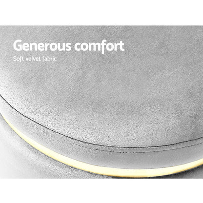 Artiss Round Velvet Ottoman Foot Stool Foot Rest Pouffe Pouf Padded Seat Grey-Furniture &gt; Living Room - Peroz Australia - Image - 8