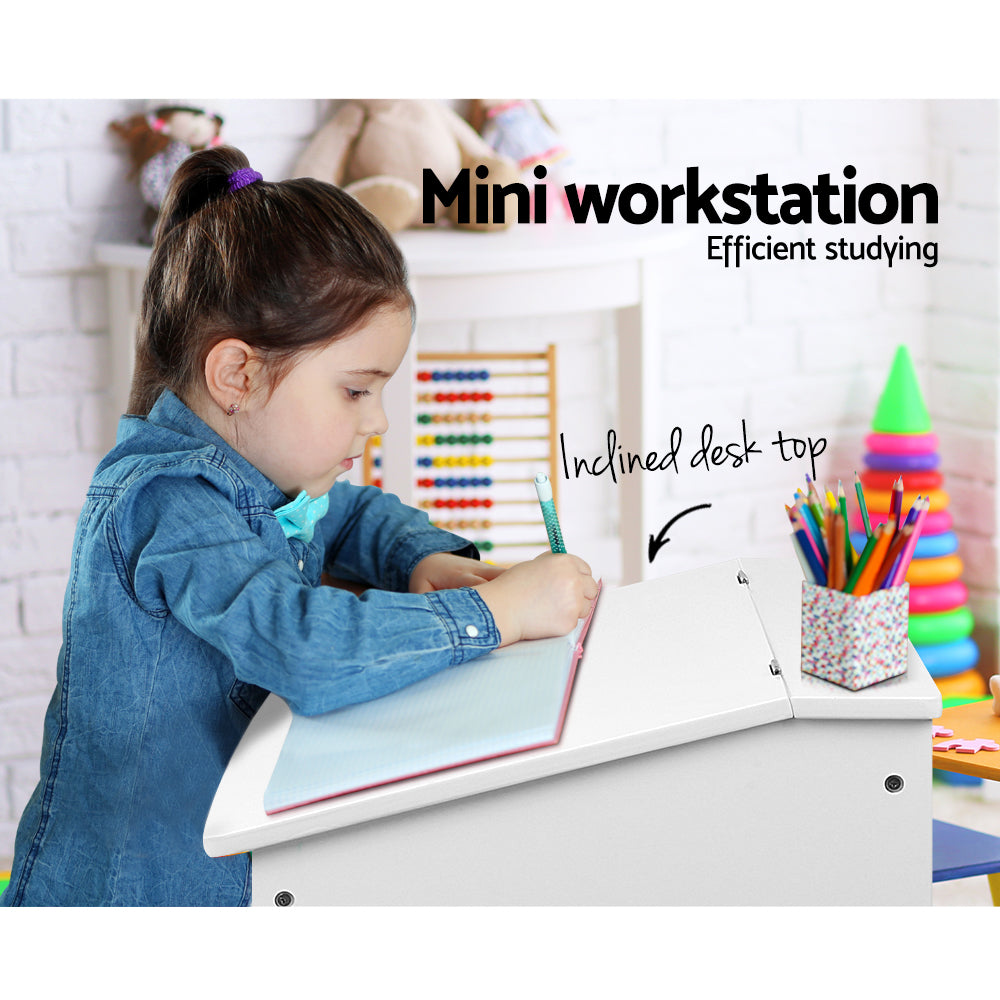 Keezi Kids Table Chairs Set Children Drawing Writing Desk Storage Toys Play-Baby &amp; Kids &gt; Kid&