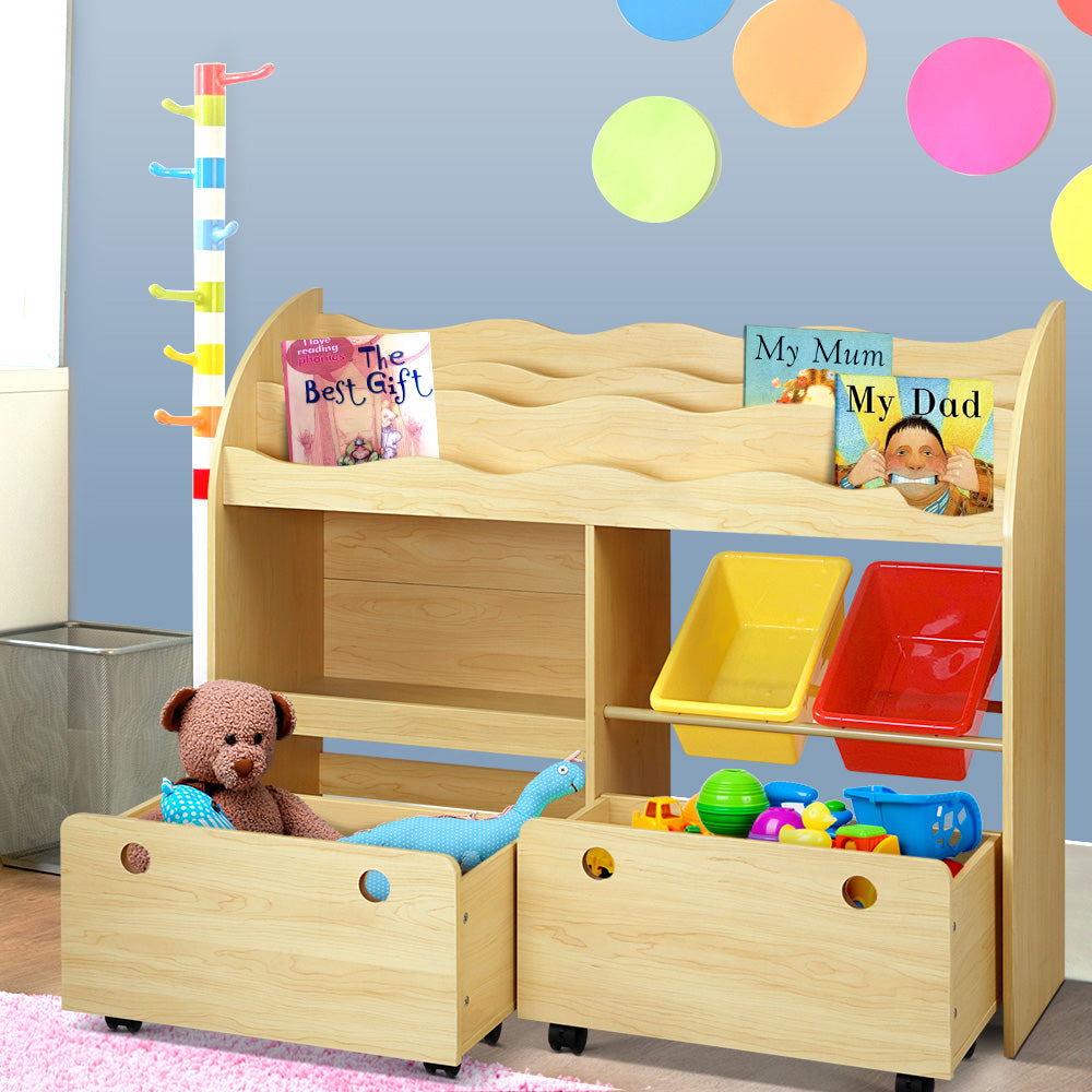 Keezi Kids Bookshelf Children Bookcase Toy Storage Box Organiser Display Rack-Baby &amp; Kids &gt; Kid&