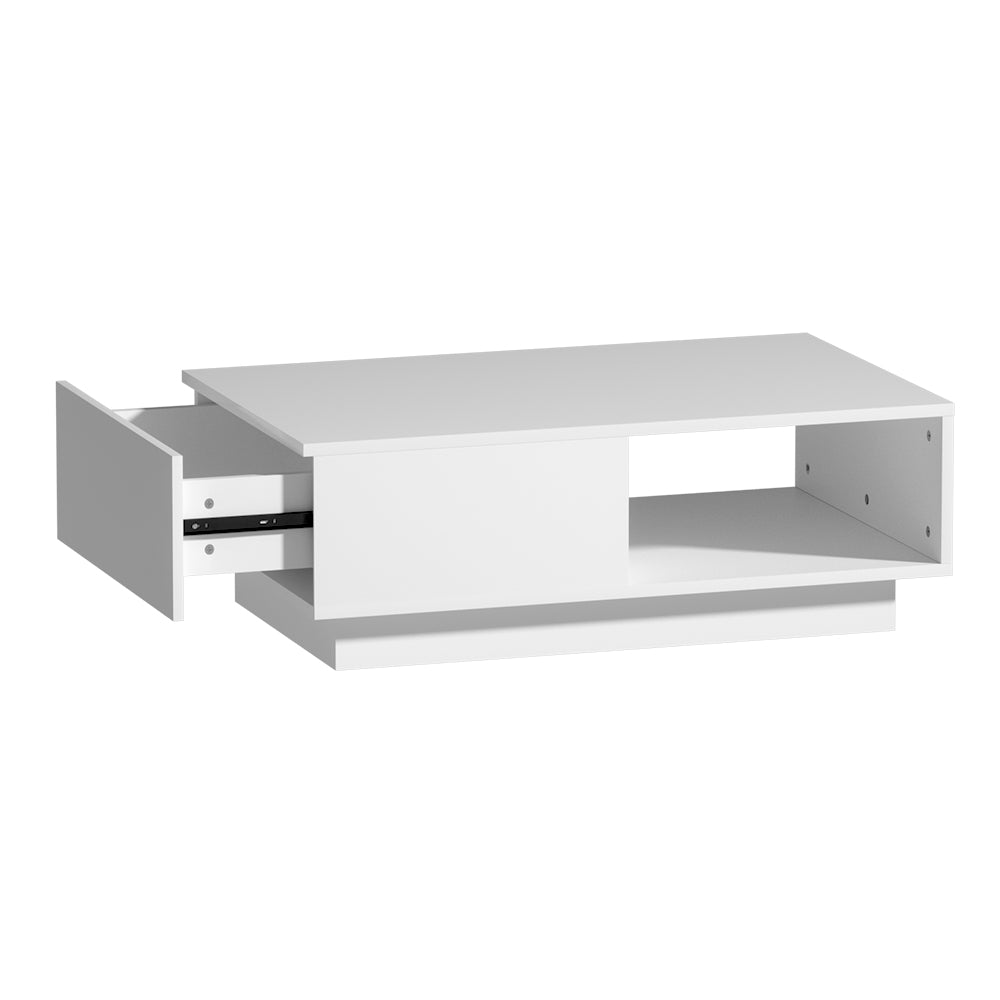Artiss Coffee Table LED Lights High Gloss Storage Drawer Modern Furniture White-Furniture &gt; Living Room - Peroz Australia - Image - 2