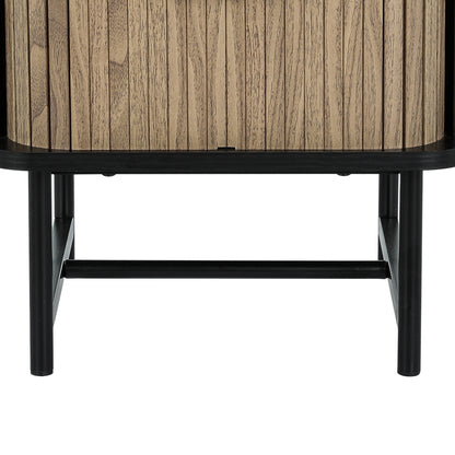 Artiss Bedside Table Side End Table Slidng Doors Storage Nightstand Black BORIS-Furniture &gt; Bedroom-PEROZ Accessories