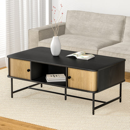 Artiss Coffee Table Sliding Drawer Door Black Boris-Furniture &gt; Living Room-PEROZ Accessories