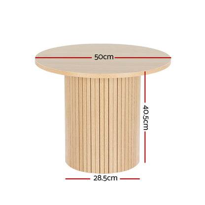 Artiss Coffee Table Round Side Table Fluted Base PIIA-Furniture &gt; Living Room-PEROZ Accessories