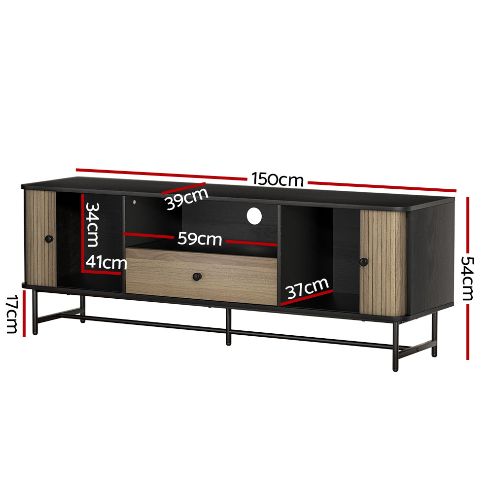 Artiss Entertainment Unit TV Cabinet 150CM Black Boris-Furniture &gt; Living Room-PEROZ Accessories