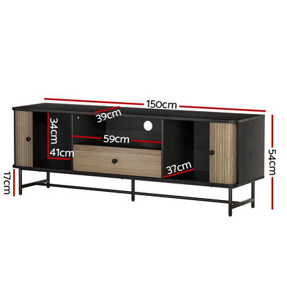 Artiss Entertainment Unit TV Cabinet 150CM Black Boris-Furniture &gt; Living Room-PEROZ Accessories