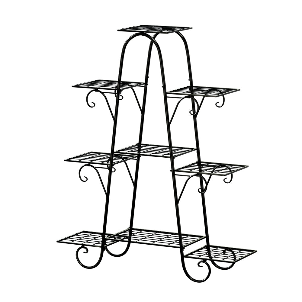 Artiss Plant Stand Outdoor Indoor Metal Flower Pots Rack Corner Shelf Black-Furniture > Living Room - Peroz Australia - Image - 2