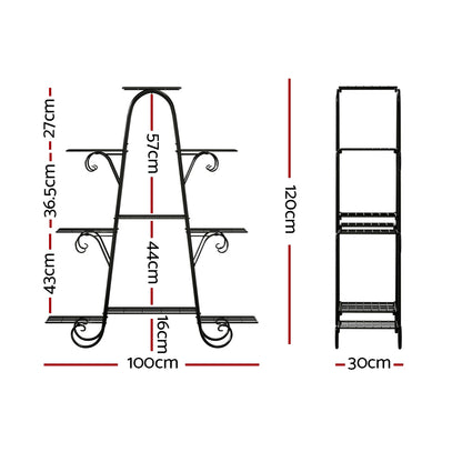 Artiss Plant Stand Outdoor Indoor Metal Flower Pots Rack Corner Shelf Black-Furniture &gt; Living Room - Peroz Australia - Image - 3