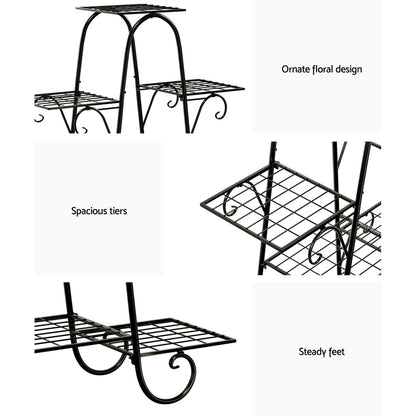Artiss Plant Stand Outdoor Indoor Metal Flower Pots Rack Corner Shelf Black-Furniture &gt; Living Room - Peroz Australia - Image - 8