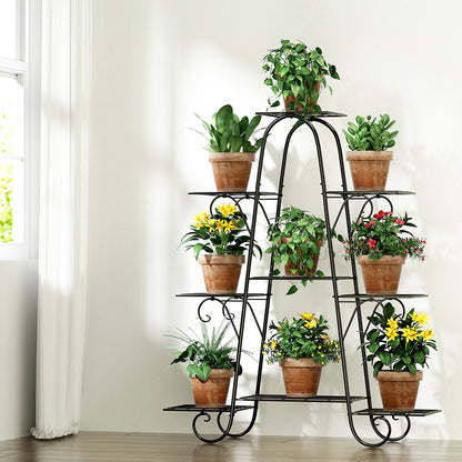 Artiss Plant Stand Outdoor Indoor Metal Flower Pots Rack Corner Shelf Black-Furniture &gt; Living Room - Peroz Australia - Image - 1