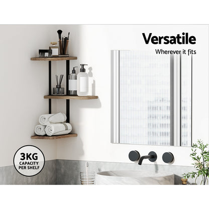 Artiss Floating Wall Shelves Brackets 3 Tiers Corner Display DIY Wall Mount Rack-Home &amp; Garden &gt; Storage - Peroz Australia - Image - 6