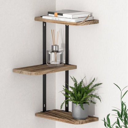 Artiss Floating Wall Shelves Brackets 3 Tiers Corner Display DIY Wall Mount Rack-Home &amp; Garden &gt; Storage - Peroz Australia - Image - 1