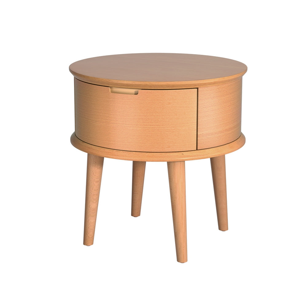 Artiss Bedside Table Curved Drawers Side End Table Nightstand Legs Bedroom Oak-Furniture &gt; Bedroom-PEROZ Accessories