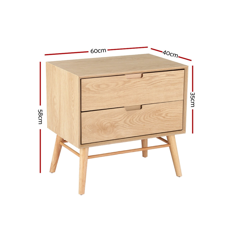 Artiss Bedside Table 2 Drawers Side End Table Nightstand Legs Bedroom Storage-Furniture &gt; Bedroom-PEROZ Accessories