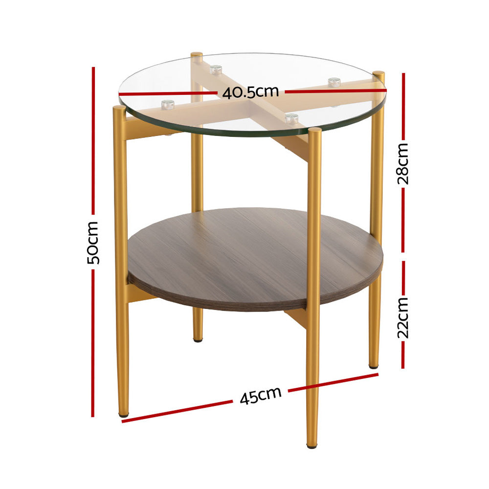 Artiss Coffee Table Side Table Laptop Desk Bedside Sofa Glass Table Metal Frame-Furniture &gt; Living Room-PEROZ Accessories