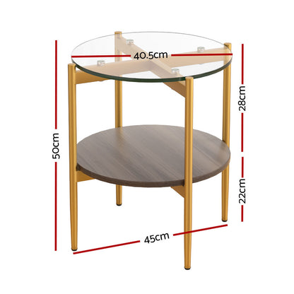 Artiss Coffee Table Side Table Laptop Desk Bedside Sofa Glass Table Metal Frame-Furniture &gt; Living Room-PEROZ Accessories
