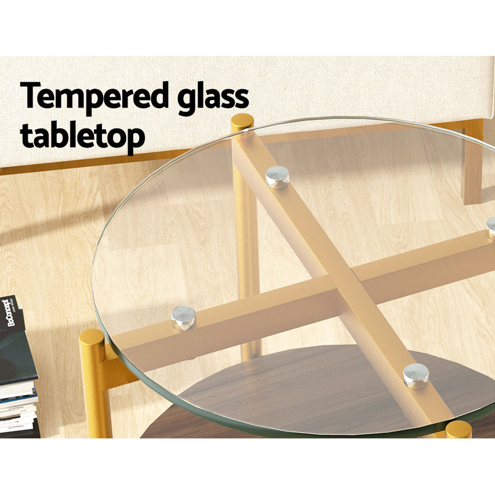 Artiss Coffee Table Side Table Laptop Desk Bedside Sofa Glass Table Metal Frame-Furniture &gt; Living Room-PEROZ Accessories