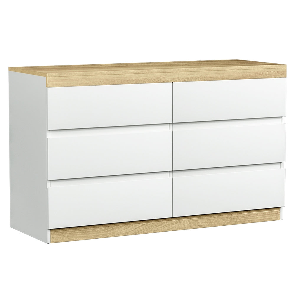 Artiss 6 Chest of Drawers Cabinet Dresser Table Tallboy Storage Bedroom White-Furniture &gt; Bedroom-PEROZ Accessories
