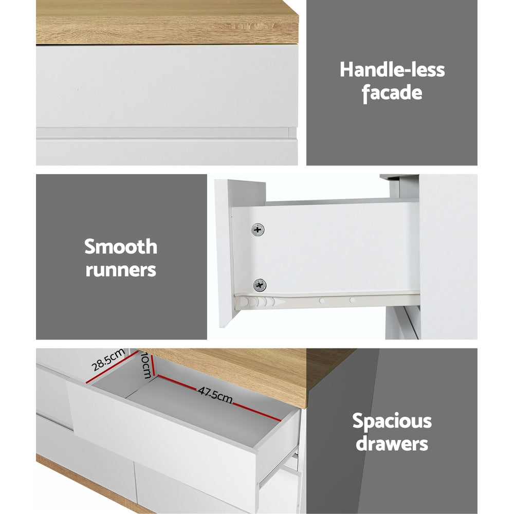 Artiss 6 Chest of Drawers Cabinet Dresser Table Tallboy Storage Bedroom White-Furniture &gt; Bedroom-PEROZ Accessories
